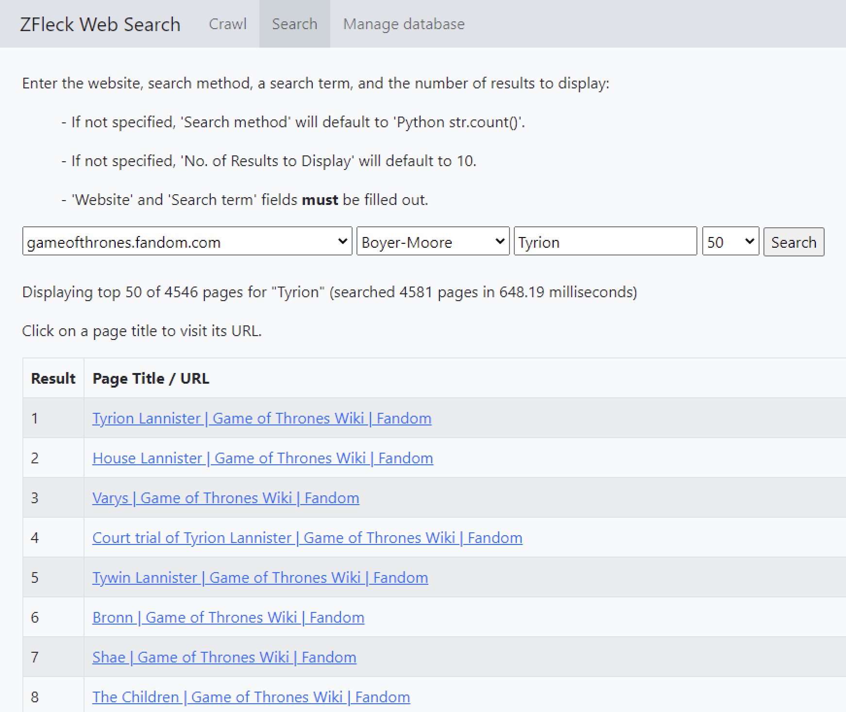 Website Search Engine